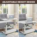 Laptop Desk Removable and Adjustable Height Table for Bedroom Bedside, Office Desk Home Writing Desk, Small Standing Desks with Storage TV Tray Table, Size 31.5 Inch White