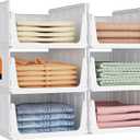 Lifewit 6 Pack Stackable Closet Organizers and Storage Basket for Clothes, Plastic Sweater Storage Bins for Wardrobe, Multifunctional Pants Organizer for RV, Pantry, Kitchen, Dorm, 32 cm/12.6 inch(L)