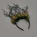 MOSTORY Handmade Green Branch Crown Woodland Flower Headband Forest Antler Headpiece Floral Fairy Hairband for Women Girls Renfaire Elf Cosplay Halloween Party