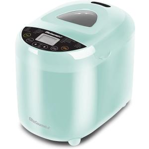 Elite Gourmet Programmable Bread Maker, 2 lb Loaf, 3 Sizes, 19 Presets incl. Gluten-Free, Dough & Jam, Delay Timer, Mint