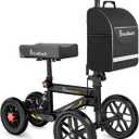 All Terrain Steerable Knee Scooter Crutch Alternative Deluxe Medical Scooter Double Hand brake,for Adults Injured Ankle & Foot Recovery Scooter in Black