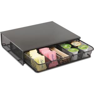 Safco Coffee and Sugar Organizer 3274BL Hospitality Tray, Home, Office, & Hotel, 1 Drawer, Black, 12"W x 11"D x 3 "H
