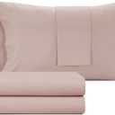 IZOD 100% Egyptian Cotton Sheets Set Queen Size, Cotton Percale Crisp Sheet Set 4Pc, Lightweight & Deep Pocket fits Upto 17", Long-Staple Soft Combed, Hotel Style Luxury Bedding Sheet - Blush Rose