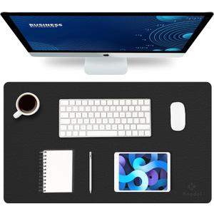 K KNODEL Small Office Leather Desk Mat, Mouse and Keyboard Pad, Computer and Laptop Mat, Desktop Protector and Cover, Writing Pad and Blotter (23.6"x13.8", Black)
