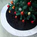 Black Christmas Tree Skirt Faux Fur Christmas Tree Skirt Black and White 48 Inch Neutral Soft Plush Xmas Trees Skirts Mat for Xmas Party Decorations New Year Holiday Home Ornaments