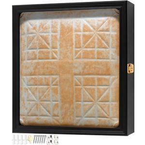 Colingmill Full Size Baseball Base Plate Display Case Baseball Base Holder Display Case Cabinet Shadowbox with 98% UV Protection and Locking Door