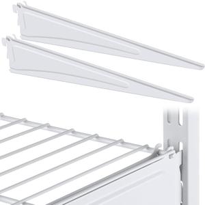 Adjustable Locking Shelf Bracket 16 Inch Shelf Brackets Heavy Duty Wire Shelving Brackets for Deep Wire Shelving Double Track System (White, 2 Pcs)