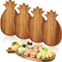 Geetery 4 Pack Pineapple Shaped Serving Trays Wooden Charcuterie Boards Platter Fun Cutting Boards Cute Large Placemats Rustic Serving Tray for Kitchen Party