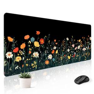 Stanoha Mousepad Desk Mat Gaming Large Keyboard Cute Office Desktop Computer Laptop Plants XXL Long Giant Big Kawaii Aesthetic Girly Pretty Design Women Girl Gamer Oversized Wide 30x12'' Mousepad