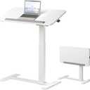 180 Tiltable Mobile Standing Desk, Overbed Table with Wheels, 25.6" - 40.5" Height Adjustable Bedside Table, Portable Rolling Computer Desk for Home Office, Hospital (White)