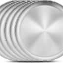 Homikit 6 Pack Stainless Steel Plate Set, 10.2 Inch Metal Kids Dinner Plates for Children Adult, Round Camping Plates for Serving Dishes Dessert Salad, Non Toxic & Reusable, Dishwasher Safe