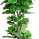 Artificial Fiddle Leaf Fig Tree Indoor, 5FT Tall Faux Tree with Natural Wood Trunk and Lifelike Leaves, Tall Artificial Plants Indoor, Fake Plants for Home, Office, Living Room Decor