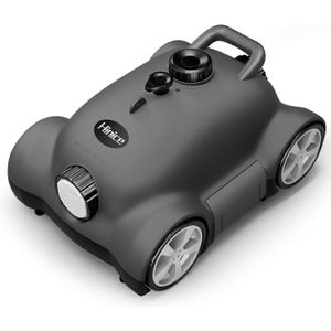 Hinice Cordless Robotic Pool Cleaner Vacuum for Flat Pool In/Above Ground-Lasts up to 150 minutes-Top Load Filters,Self-Parking,Waterline Cleaning-Perfect for Pools Up to 2152 Sq.ft in Area Black Grey