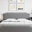 Garvee King Size Bed Frame, Velvet Upholstered Platform Bed Frame with Rivet Decor Headboard, Strong Wood Slat Support, No Box Spring Needed, Grey (King)