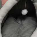 Cozy Cat Cave Pet Bed, Gray and White, 3, Indoor Cat House with Hanging Toy Ball, Soft Plush Cat Dome Bed for Small to Large Cats