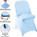 Folding Chair Covers for Party - 12pcs, Blue Mist Universal Spandex Fitted Chair Covers for Wedding, Banquet, Conference