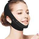 Jawline Shaper Chin Strap for Sleeping, Reusable V-Line Mask for Women Face Lifting Made w/Electric-Hot-123456 (Black)