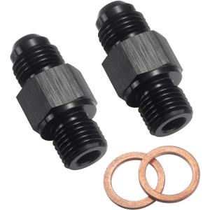 6AN Male Flare to 1/4 NPSM Transmission Cooler Adapter Fitting Aluminum Black Fits TH350 TH400 4L60E 700R4 200-4R TR6060 AOD 4R100 4R70W C5, Pack of 2