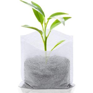 Augshy 200Pcs Nursery Growing Bags, Non-Woven Fabric Seedling Pots for Planting Seed Starting Pots Pouches for Vegetable Flower Fruit Saplings Tree (4.2" x 4.2")