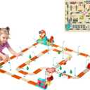 Fisca Slot Car Race Track Sets, 200pcs Flexible Themed City Cars Track Sets for Toddlers with Cars, Toddler Electric Race Raceway Toy for Aged 3+
