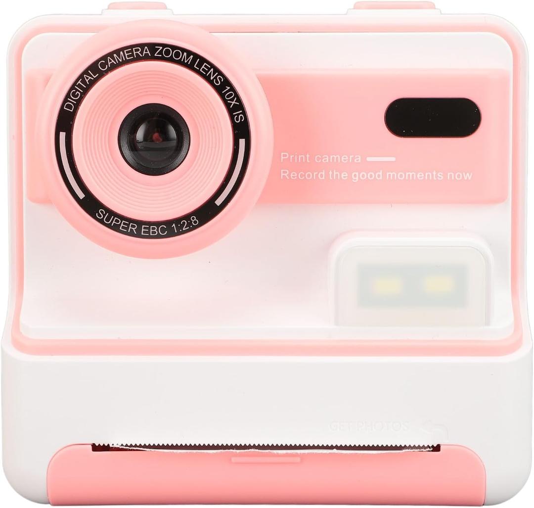 Instant Print Digital Camera for Kids, 2 in 1 Photo Printer with 2.4 Inch Screen, 1080P HD Toy Camera for Teens Birthday Gift (Pink)