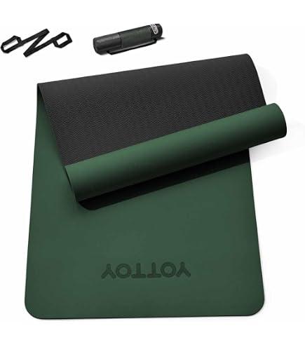 YOTTOY Yoga Mat,Non-Slip Hot Yoga Mat with Anti-Tear Design and Friendly Natural Rubber Mat with Strap and Bag