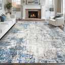 pmtsns Area Rugs 9x12 for Living Room: Washable Rug Modern Abstract Neutral Soft Non-Slip Low-Pile Indoor Large Carpet for Bedroom Dining Room Playroom Home Office (GreyBlueBrown, 9'x12')