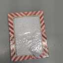 5x7 Red & White Bone Inlay Photo Frame  Handmade Chevron Pattern Picture Frame for Christmas Gifts, Holiday Home Dcor, Tabletop & Wall Display  Festive Rustic Frame, Gift Ready