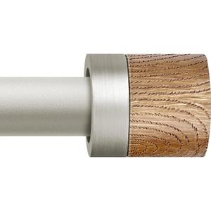 Boho Wood Curtain Rods for Windows 32 to 45 inch, 1" Heavy Duty Window Curtain Rod Adjustable with Imitation Wood Grain Finials, Rustic Decorative Farmhouse Drapery Rods Set (Nickel)