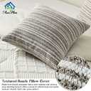 AmHoo Pack of 2 Textured Boucle Throw Pillow Covers Accent Striped Cozy Soft Decorative Couch Cushion Case for Chair Sofa Bedroom Living Room Home Decor 20 x 20-Inch Desert Taupe