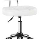 BFTOU Square Minimalist Swivel Stool with Wheel for Work SPA Shop Massage Height-Adjustable and Cost-Effective Rolling Stool Chair with Back White