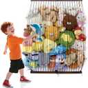 Qiannhee Extra Wide Stuffed Animal Hammock ,29" Kids Corner Toy Organizer Net, Solid Wood Wall Hanging Storage for Plush Toys, Create Zoo Display in Bedroom, Nursery & Playroom (Brown)