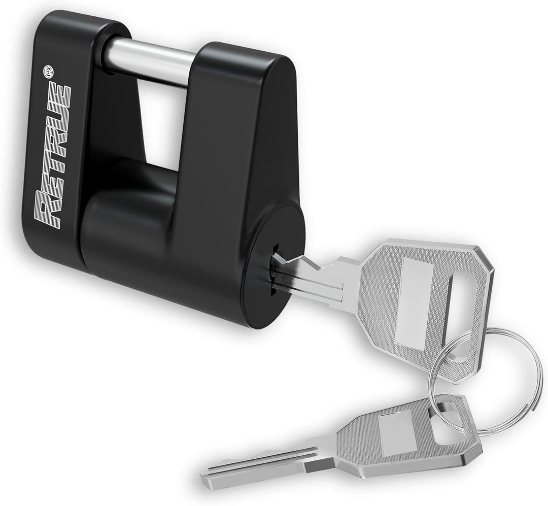 RETRUE Trailer Tongue Coupler Lock, Trailer Hitch Lock,Dia 1/4 Inch, 3/4 Inch Span for Tow Boat RV Truck Car's Coupler, Black