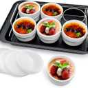 Ramekins Set with 6 Silicone Lids, Mothers Day Gifts Creme Brulee Making Set, Set of 6 Porcelain Ramekins, Oven Safe Covered Bowls & Souffl Ramiken