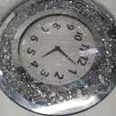 DMDFIRST Crystal Crushed Diamond Mirrored Round Wall Clock 16x16x2 inches for Wall Decoration Silver Glass Mirror Clock Sparkle Twinkle Bling Home Decor. AA Battery Is Not Included.