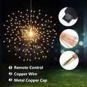 200 LED Starburst Sphere Lights,Firework Light Battery Powered, Tent Chandelier Remote Control, Waterproof Hanging Lights for Gardens Courtyards Porches Christmas Party Home DecorWarm White