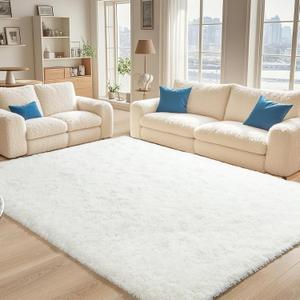 Rugs for Living Room 4x6 White Fluffy Rug Cozy Cream Area Rugs for Kids Child Girls Bedroom Non-Slipping Nursery Rug Modern Carpets Room Dorm Apartment Home Decor