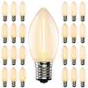 C9 LED Christmas Replacement Light Bulbs, Shatterproof LED Bulbs for Christmas Outdoor Patio String Lights, 0.6W Equivalent to 7W Incandescent Bulb, 2200K Warm White, E17 Intermediate Base, 25 Pack