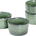UNICASA Ramekin Set of 4, UNICASA 8 oz Creme Brulee Ramekins, Oven Safe Baking Set for Custard, Pudding, Souffle Cups, Reactive Green