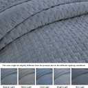 palassio Blue Grey 100% Cotton Quilt King Size Bedding Sets with 2 Pillow Shams, Textured Lightweight Soft Bedspread Shabby Chic Coverlet, Quilted Comforter Bed Cover for All Season, 3 Pieces