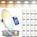 20 Pack 4 Inch LED Recessed Ceiling Light, Dimmable Can, 5CCT Selectable, Ultra-Thin Recessed Light, 9W 750LM, High Brightness Canless Wafer Downlight- ETL&IC Rated (5cct- 2700k/3000k/4000k/5000k/6000k)