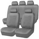 CAR PASS Quilting Faux Leather Seat Covers Full Set, Waterproof Deluxe PU Premium Auto Seat Cover, Breathable Seat Covers Universal Fit for Most Sedan SUV Van Small Truck, Airbag Compatible All Gray