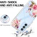 Case for Galaxy A54 5G Case, Samsung A54 5G SM-A546U Case with Tempered Glass Screen Protector, Full Body Floral Bumper Shockproof Protective Phone Cover for Samsung Galaxy A54 5G Rose Flower