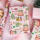 MAYPLUSS Christmas Wrapping Paper Roll - 17 In x 33 Feet - Cute Pink Christmas Candy Cane Cake Reversible Polka Dot Gift Wrap Paper for New Year, Holiday, Kids