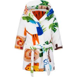 DELEY Girl's Robe Baby Boys Hoodie Robes Toddler Bathrobes for Kids Pajamas Sleepwear (7-8 Years, Zoo)