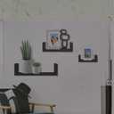 Crafts Hanging Floating Wall Mount Display U Shape Wall Shelf, Engineered Wood Wall Rack Shelf for Living Room Decoration, Showcase and for Storage (Matte Finish, Black) Set of 3