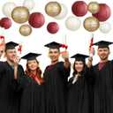 Paper Lanterns Party Decorations, Round Hanging Paper Lanterns Decorations for Graduation Bachelorette Wedding Birthday Party Supplies Maroon/Gold/Ivory 15pcs