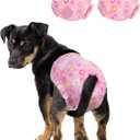 Pet Soft Dog Diapers Female, Disposable Female Dog Diaper, Doggie Diapers for Cat Puppy with Adjustable Foam Tail Hole(Pink,12XS)
