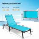 Aluminum Chaise Lounge Chair Outdoor, Foldable & Assembly Free Outdoor Lounge Chair with 5 Position Adjustable Backrest, Patio Pool Lounge Chairs for Outside Poolside Beach Lawn, 1PC, Lake Blue
