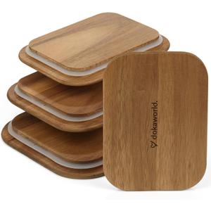 Natural Acacia Lids Set for Food Storage Glass Containers (4pcs) - Lids are compatible with all Glass Food Storage Containers Sets